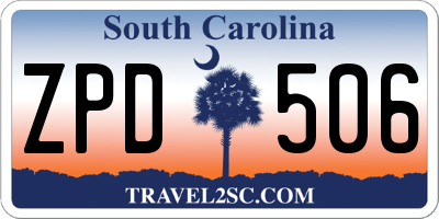 SC license plate ZPD506