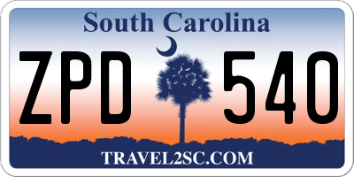 SC license plate ZPD540