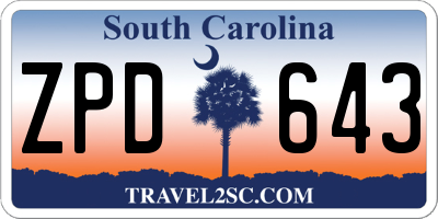 SC license plate ZPD643