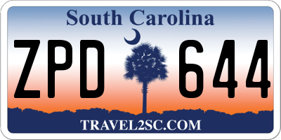 SC license plate ZPD644