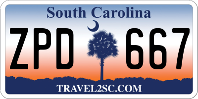 SC license plate ZPD667