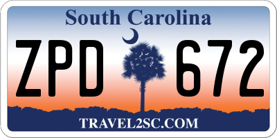 SC license plate ZPD672