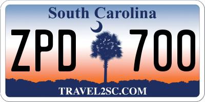 SC license plate ZPD700