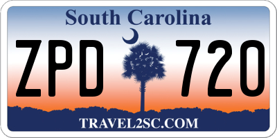 SC license plate ZPD720