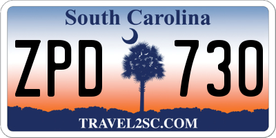 SC license plate ZPD730