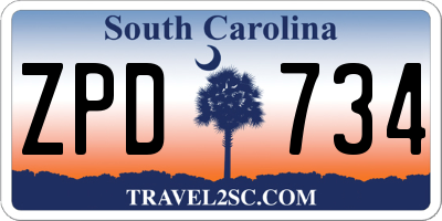SC license plate ZPD734