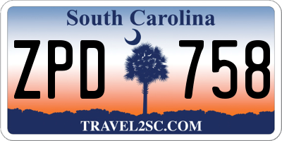 SC license plate ZPD758