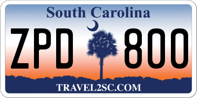 SC license plate ZPD800