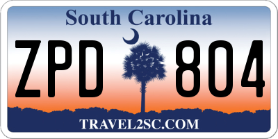 SC license plate ZPD804