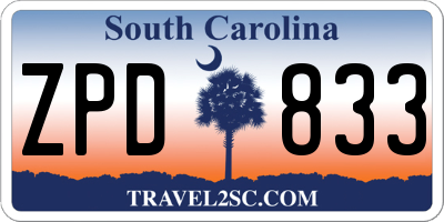 SC license plate ZPD833