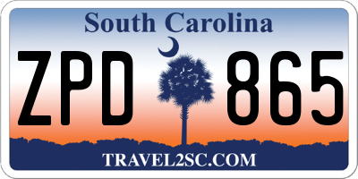 SC license plate ZPD865
