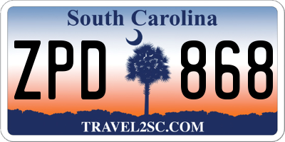 SC license plate ZPD868