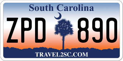 SC license plate ZPD890