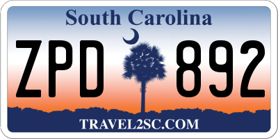 SC license plate ZPD892
