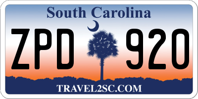 SC license plate ZPD920