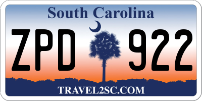 SC license plate ZPD922