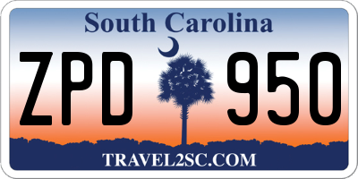 SC license plate ZPD950