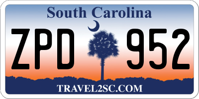 SC license plate ZPD952