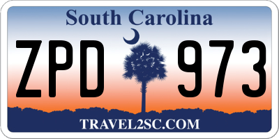 SC license plate ZPD973