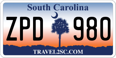 SC license plate ZPD980