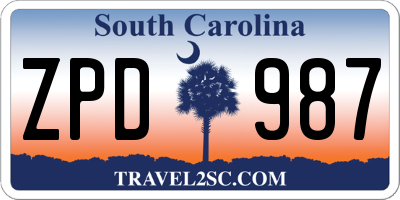 SC license plate ZPD987