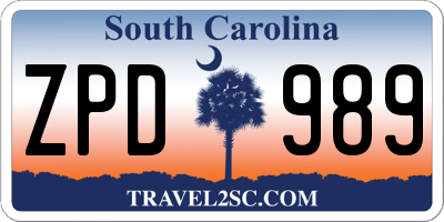 SC license plate ZPD989
