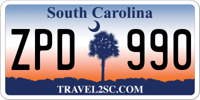 SC license plate ZPD990