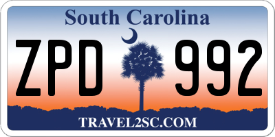 SC license plate ZPD992