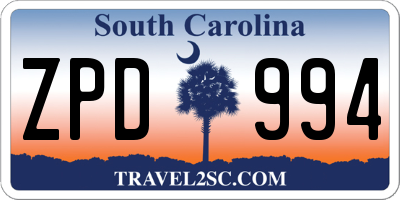 SC license plate ZPD994