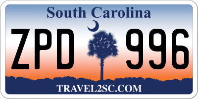 SC license plate ZPD996