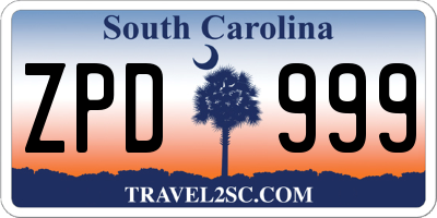 SC license plate ZPD999