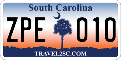 SC license plate ZPE010