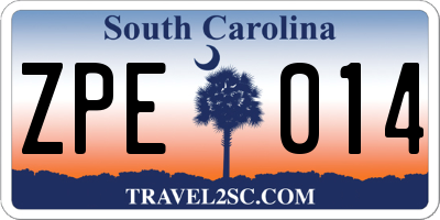 SC license plate ZPE014