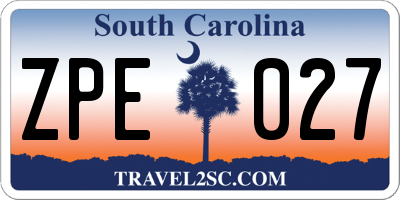 SC license plate ZPE027