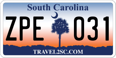 SC license plate ZPE031