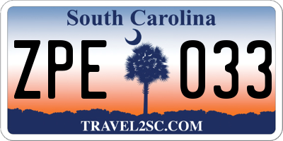 SC license plate ZPE033