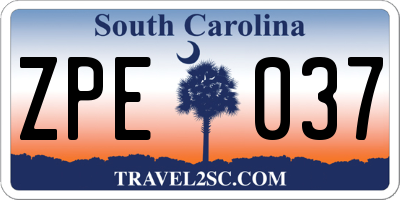 SC license plate ZPE037