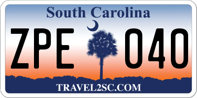 SC license plate ZPE040