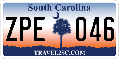 SC license plate ZPE046