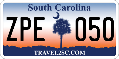 SC license plate ZPE050