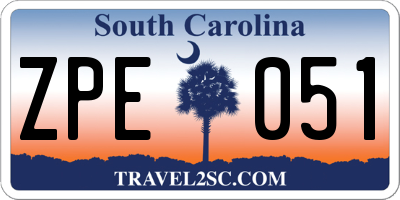 SC license plate ZPE051