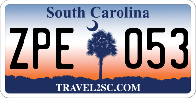 SC license plate ZPE053
