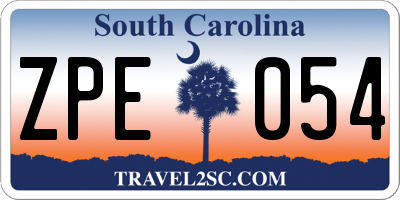 SC license plate ZPE054