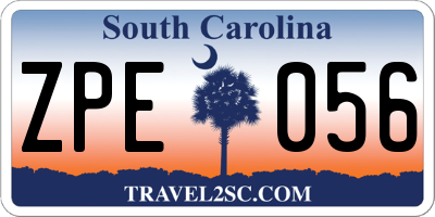 SC license plate ZPE056