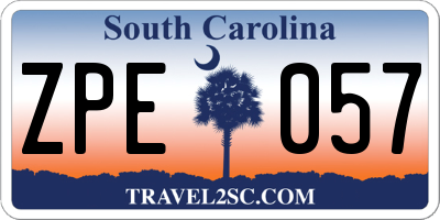 SC license plate ZPE057