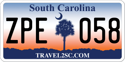 SC license plate ZPE058