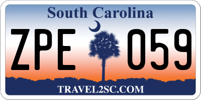 SC license plate ZPE059