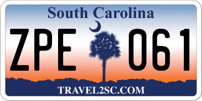 SC license plate ZPE061