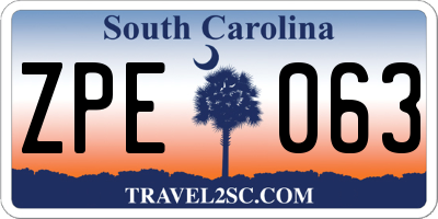 SC license plate ZPE063