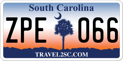 SC license plate ZPE066